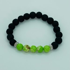 Black and Green Beaded Bracelet